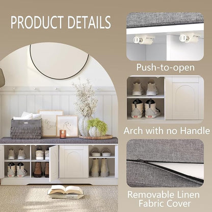 DINZI LVJ Shoe Bench, Entryway Storage Bench - Image 4