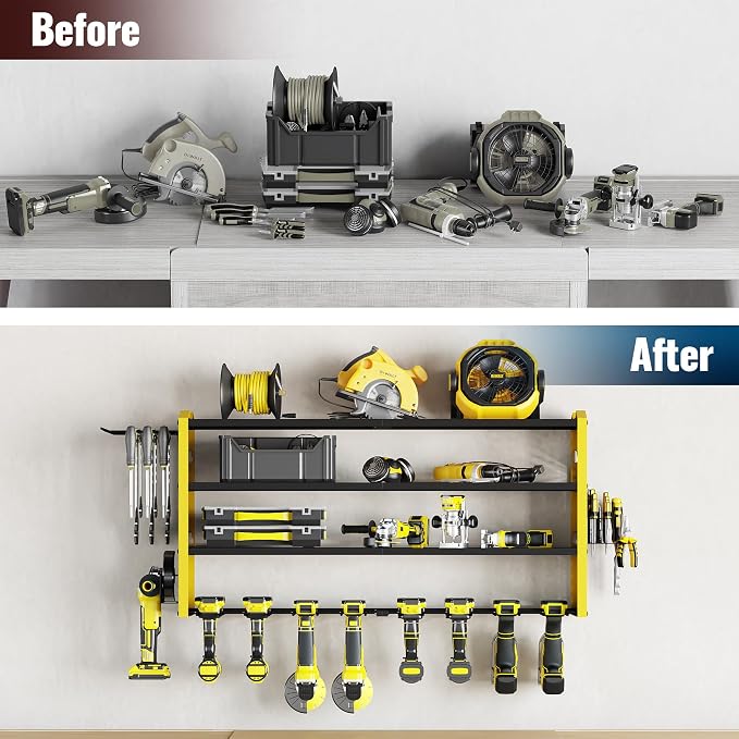 Tomorotec 4-Layer Wall-Mounted Power Tool Storage Rack, Heavy-Duty Steel Drill - Image 6