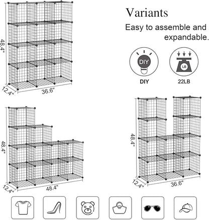 C&AHOME Wire Cube Storage, 12-Cube Storage Organizer Metal, C Grids Storage - Image 3