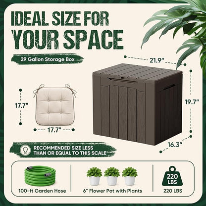 Devoko 29 Gallon Waterproof Outdoor Storage Box Resin Deck Box Lockable and UV - Image 6