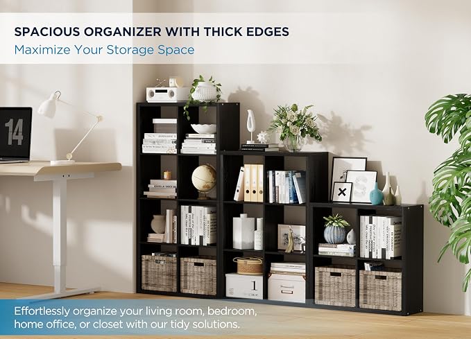 9 Cube Storage Organizer, Wooden Cube Shelf Bookcase - Image 3
