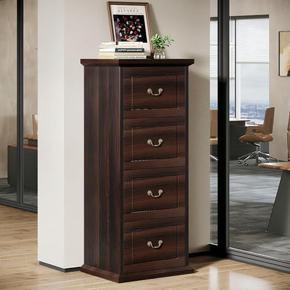 Tribesigns 4-Drawer File Filing Cabinet, Vertical Office File Cabinet, Walnut | by Unknown
