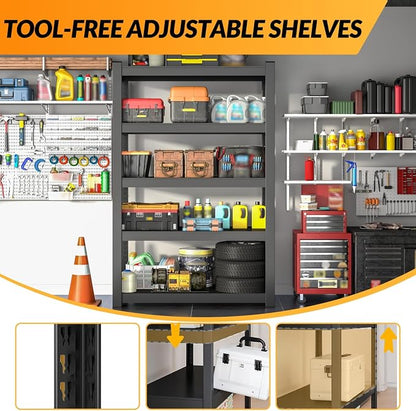 BESFUR 5-Tier Metal Shelving Unit, Adjustable Storage Utility Rack, Heavy Duty - Image 4