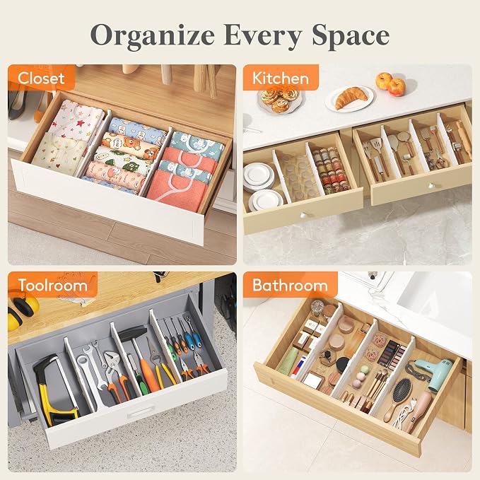 Lifewit 5" Tall 12 Pack Deep Drawer Dividers, 11.5-18.5" Expandable Drawer - Image 7
