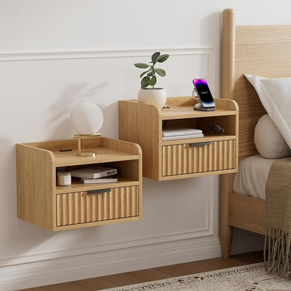 Fluted Floating Nightstands Set of 2 by MoomJiee