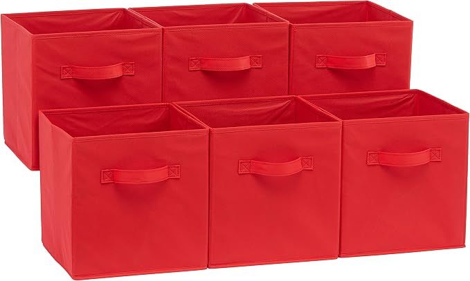 Amazon Basics Cube Organizer Storage Bins Handles, Collapsible Fabric, by AmazonBasics