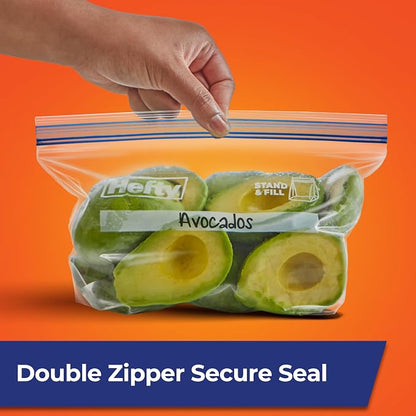 Hefty Press to Close Plastic Freezer Bags, Half Gallon Size - Image 2
