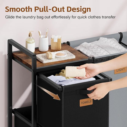 Hoctieon 4 Section Laundry Cart, 48 Gal. Laundry Hamper - Image 4