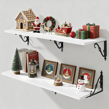 Fun Memories 40 Inch Floating Shelves Wall Mounted, 12 Inch Deep Wall Shelves by FunMemories