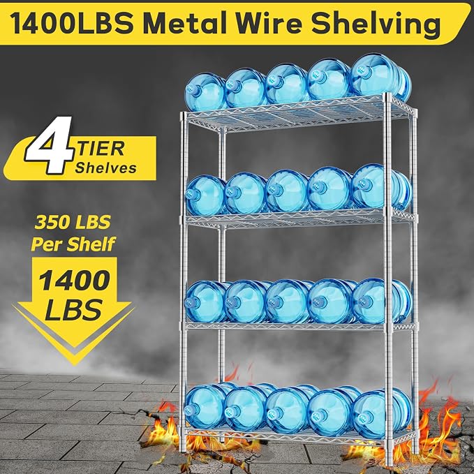 Storage Shelves Heavy Duty, 4-Tier Adjustable Metal Industrial Utility Shelf - Image 3
