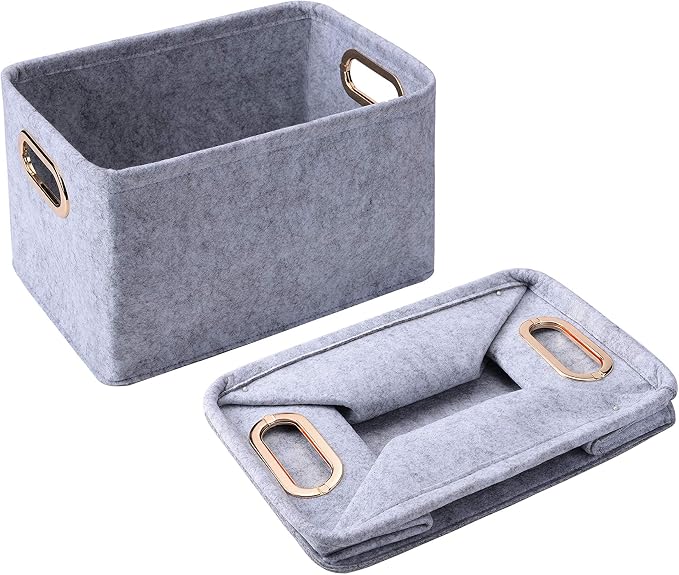 Collapsible Storage Bins Foldable Felt Fabric Storage Basket Organizer Boxes - Image 7