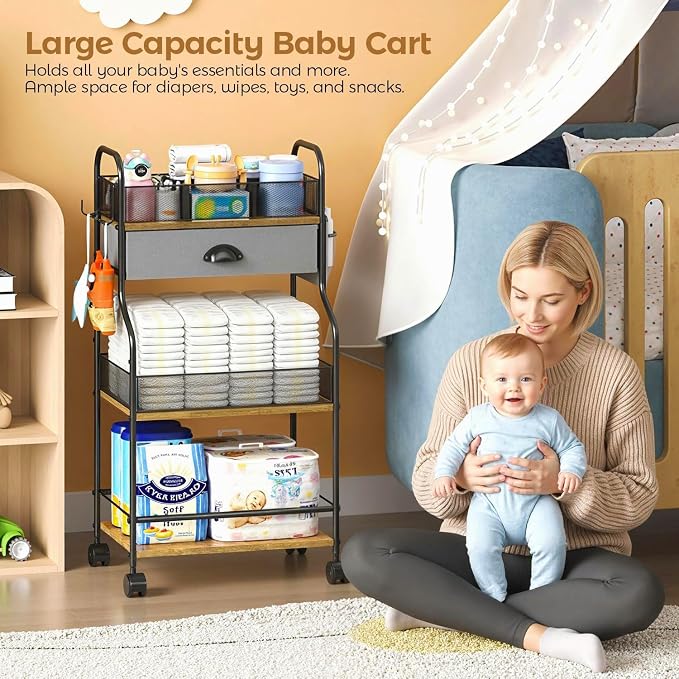 3-Tier Baby Diaper Caddy Cart Organizer - Image 7