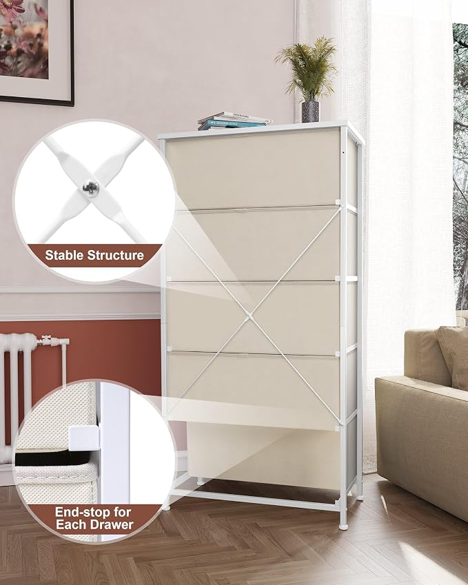 Tall Dresser, Wide Vertical Fabric Storage Organizer, 5 Drawers | Sturdy Steel - Image 8