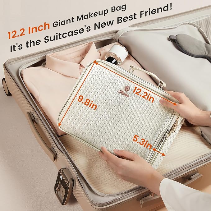 Makeup Bag with LED Lighted Mirror 12.2 IN Travel Double Layer Makeup Case - Image 5