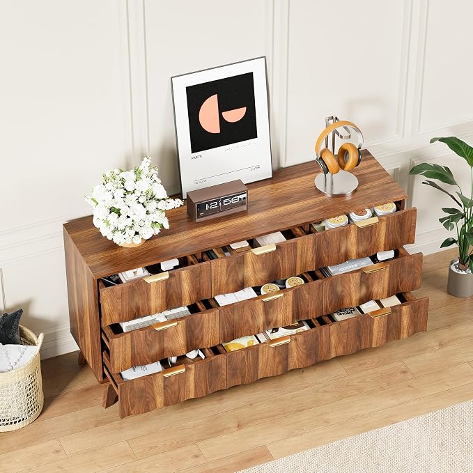 9 Drawer Dresser, Modern Fluted Storage Dresser - Image 5