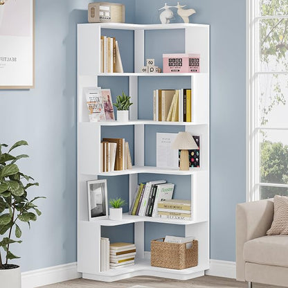 Tribesigns 6-Tier Corner Bookshelf, 64.9 Inches Tall Corner Book Shelf by Tribesigns