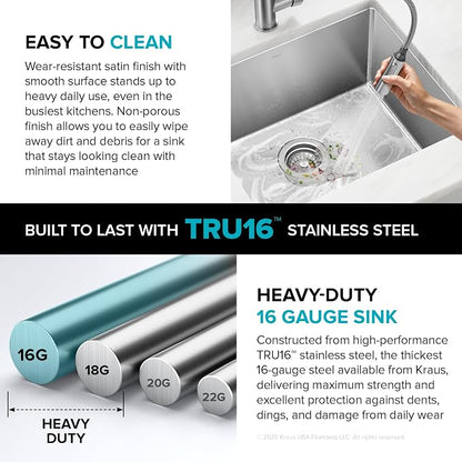 Kraus KHU101-21 Standart PRO 16 Gauge Undermount Single Bowl Set, 21 Inch - Image 9