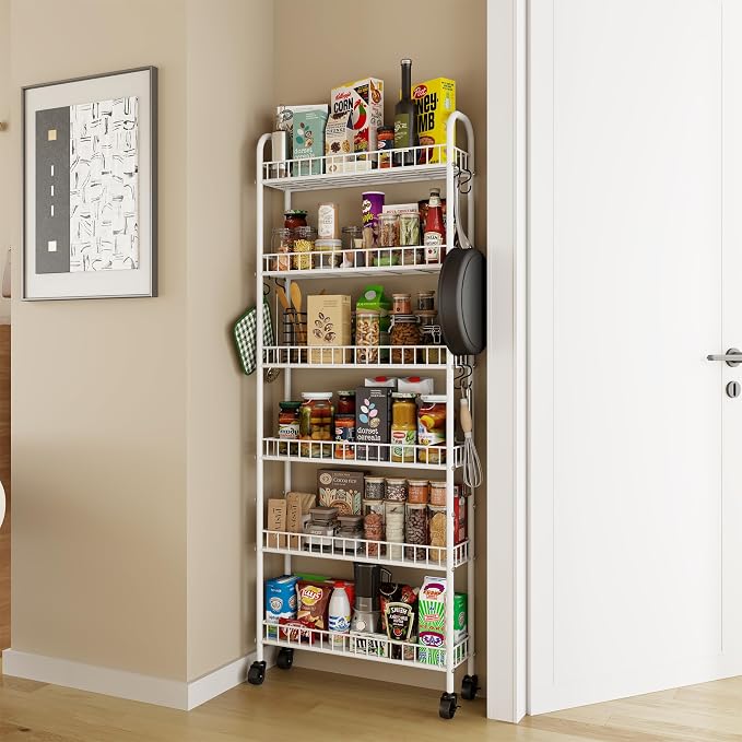 6 Tier Slim Rolling Storage Cart - Image 3