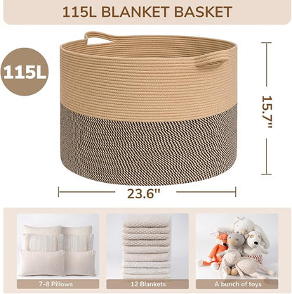 INDRESSME 115L Extra Large Blanket Basket, Woven Baskets - Image 2