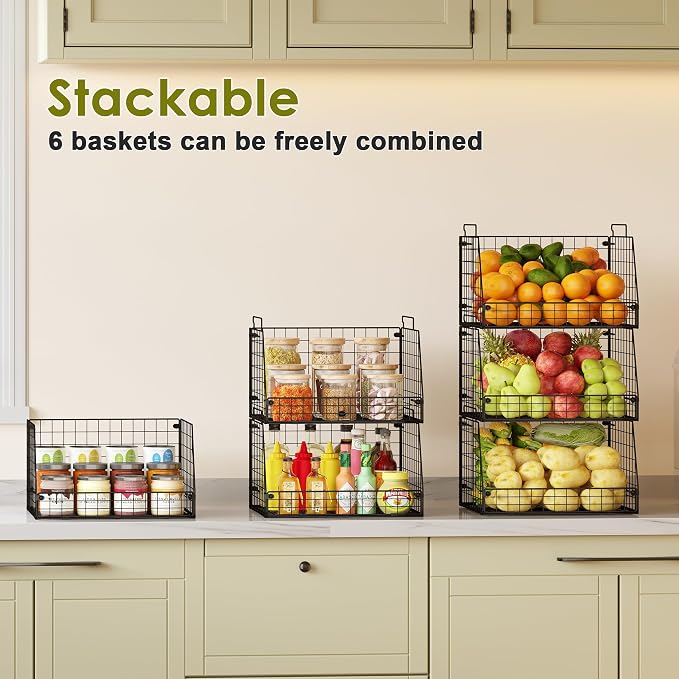 Jakyitvi 6 Pack Stackable Wire Baskets - Image 2