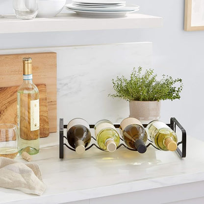 Amazon Basics Tabletop Stackable 4-Bottle Metal Wine Rack, 3.74"D x 15.75"W x - Image 6