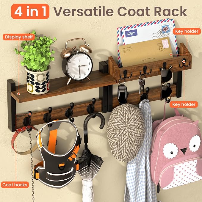 29'' Rustic Coat Rack Wall Mount - Image 4
