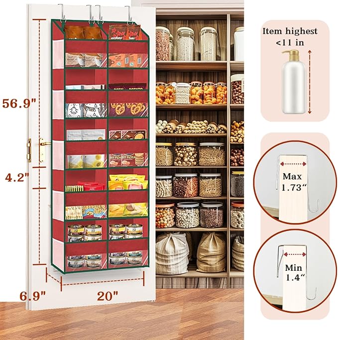 Christmas Over The Door Organizer 5 Tiers, Extra Large Behind Door Storage of - Image 3