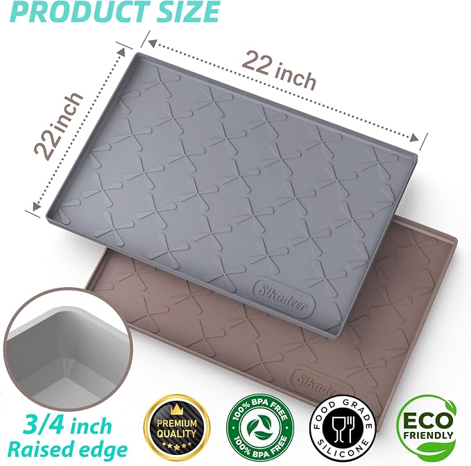 SIKADEER 22" x 22" Under Sink Mat Waterproof, Silicone Mat Kitchen Drawer Shelf - Image 5