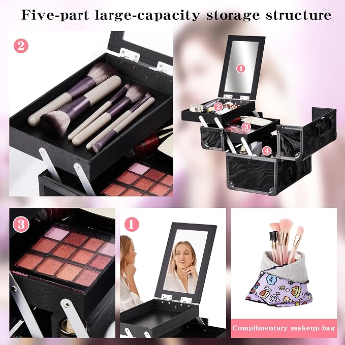 Makeup Train Case, Portable Makeup Case - Image 4