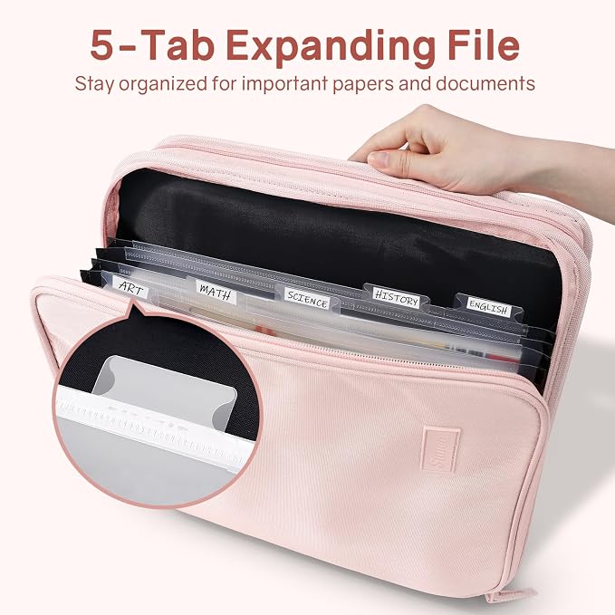 SUNEE Zippered Binder Bag with Handle, 2-Inch 3-Ring O-Ring, 500-Sheet Capacity - Image 2