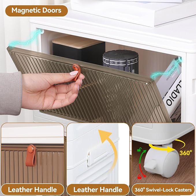 LDQ Storage Bins with Lids, 3 Tier 69QT Stackable Storage Cabinet, Foldable - Image 9
