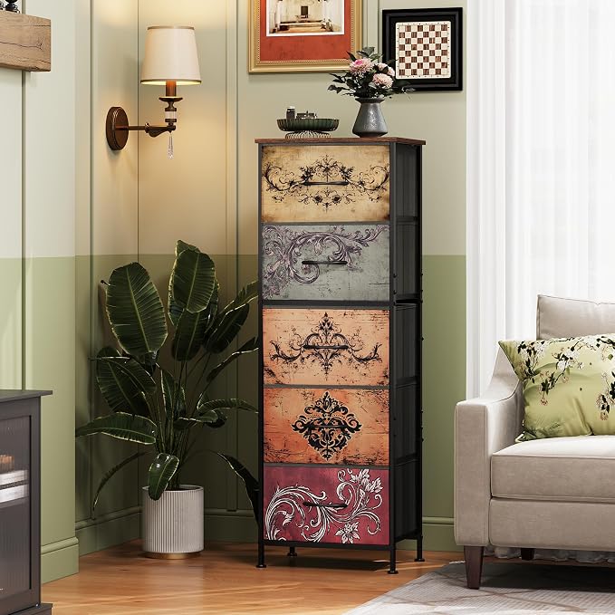 WLIVE Fabric Dresser, 5-Drawer Tall Dressers - Image 2