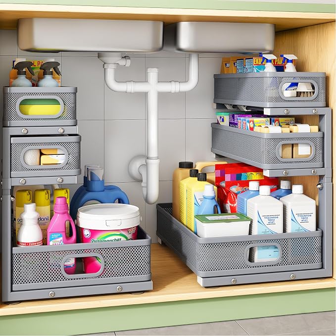 Kitstorack Under Sink Organizer, Slide out Storage Drawer Rack by Kitstorack