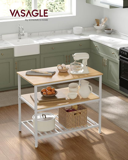 VASAGLE Kitchen Island with 3 Shelves, 39.4 Inches Width Kitchen Shelf with - Image 2