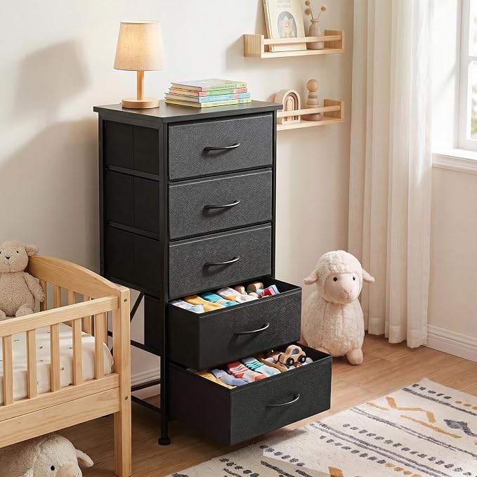 Fixwal Black Tall Skinny Dresser - Image 6