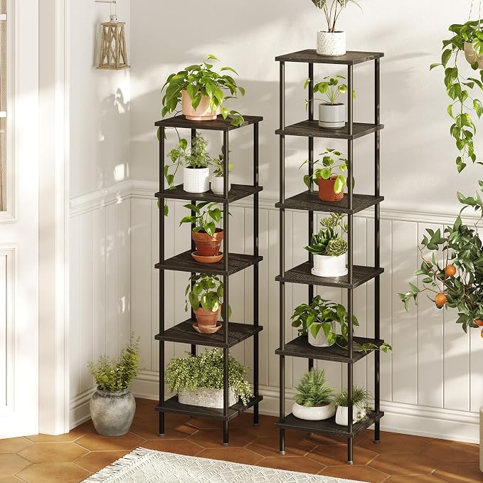 HOOBRO 5-Tier Corner Shelf Stand, Corner Square Rack Display Shelf, Tall - Image 4
