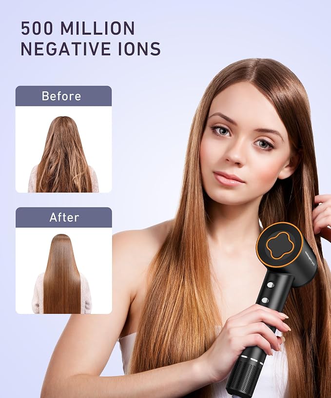 Hair Dryer, 150000 RPM High-Speed Brushless Motor Negative Ionic Blow Dryer - Image 6