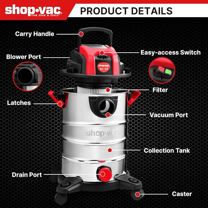 Shop-Vac 6.5 Gallon 4.0 HP Wet/Dry Vacuum - Image 7