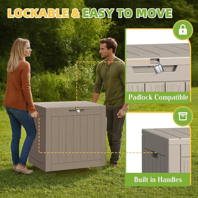 30 Gallon Waterproof Resin Deck Box, UV Resistant Outdoor Storage - Image 4