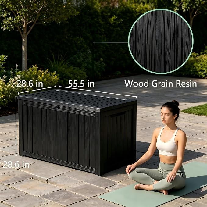 200 Gallon Waterproof Deck Box, Large Resin Outdoor Storage Box - Image 6