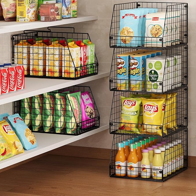 Jakyitvi 5 Pack XXL Stackable Wire Storage Basket, Extra Large Capacity Pantry - Image 6