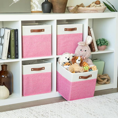 OrganiHaus 11" x 11" x 11" Fabric Cubes Storage Bins Set of 4, Foldable - Image 3