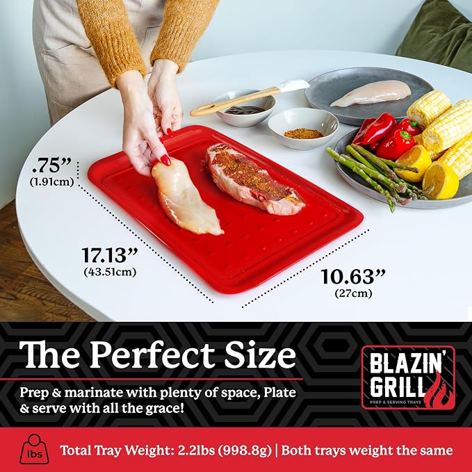 BLAZIN' GRILL Prep and Serve Trays | Set of 2 Stackable, Melamine Trays | - Image 2