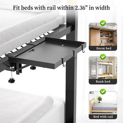 Foldable Bedside Shelf, Metal Clip-On Bed Tray Table - Image 4