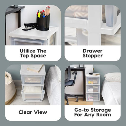 IRIS USA 3-Drawer Slim Narrow Storage Organizer, school essentials, beauty items - Image 3