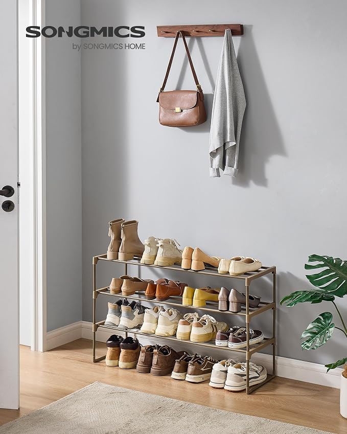 SONGMICS Shoe Rack, 3-Tier Shoe Organizer, Metal Storage Shelf, Upright or - Image 2