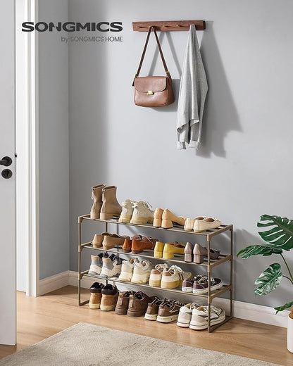 SONGMICS Shoe Rack, 3-Tier Shoe Organizer, Metal Storage Shelf, Upright or - Image 2