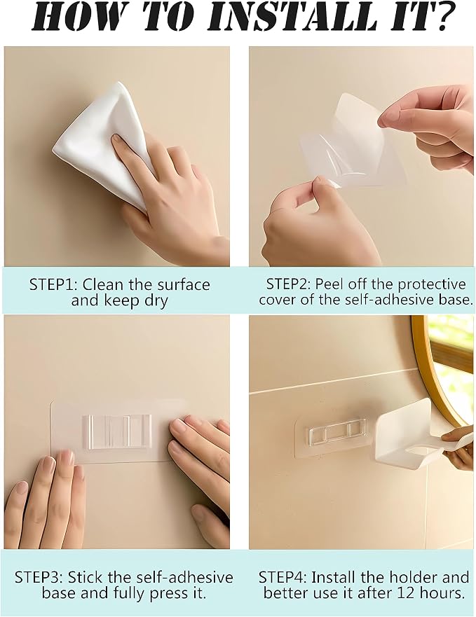 Universal Hair Dryer Holder, Self Adhesive Wall Mount Stand - Image 5