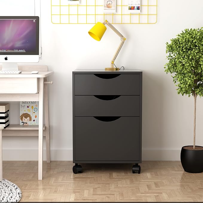 QDSSDECO 3 Drawer Mobile File Cabinet, Rolling Vertical Filing Cabinet fits A4 - Image 6
