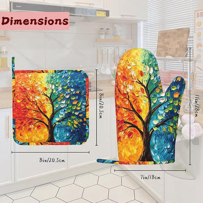 Tree of Life Silicone Oven Mitts and Pot Holders, Heat-Resistant 4 Piece - Image 2